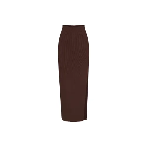 NAKED WARDROBE Темный шоколад Женские Вязаные длинные юбки