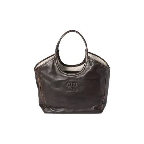 MIU MIU Ivy Sheepskin Tote Bag Shopping Bag Women's Coffee