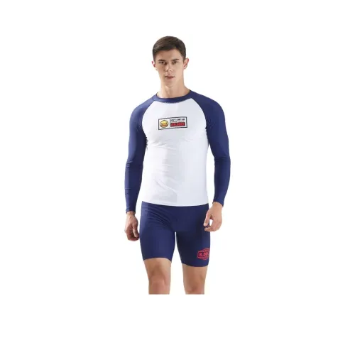 B.Duck Белый топ + Темно-синий Swimming Транкс Мужской Наборы купальников