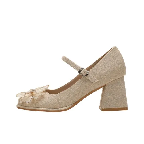 CPXO Грубый каблук Туфли Мэри Джейн Женские Шампанское