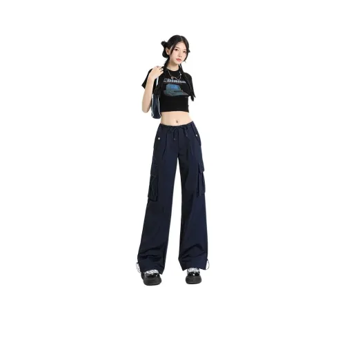 Розовые карго штаны женские темно-синий