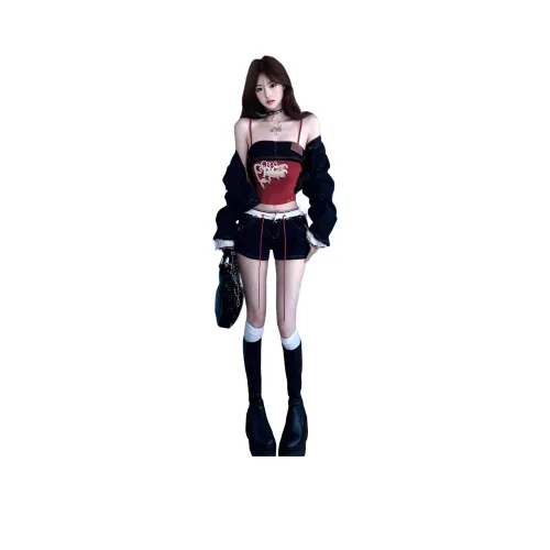 MUCCHIC Темно-синие женские джинсовые шорты