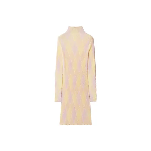 Burberry Длинное платье с длинными рукавами женское пастельно-розовый