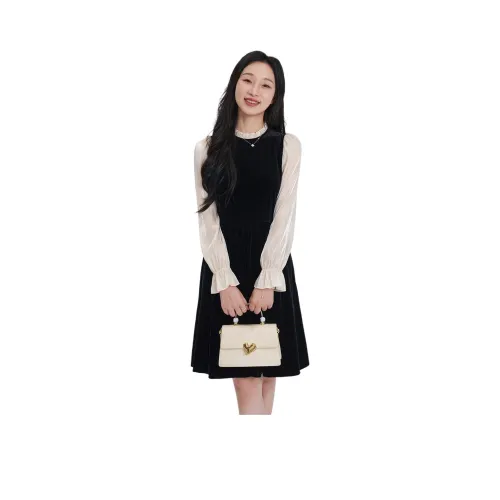 GOELIA 00B Black Женские Длинные Рукава Платья