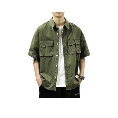 QIANJINNIU Армейский зеленый Унисекс Рубашки