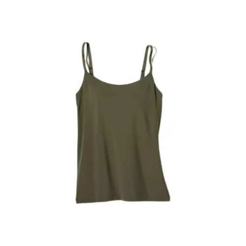 UNIQLO Топ на бретелях Женский Оливково-зеленый