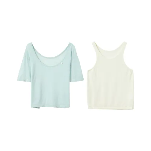 3COLOUR Одежда Наборы Ледниково-голубой Трикотаж + Майка Женские Повседневные Комплекты