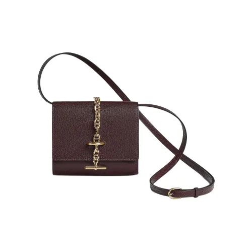 HERMES Chaine D'Ancre To Go Chamkila Козья кожа Сумка через плечо Кошелек Женские 0G Руж Sellier Седло Красный