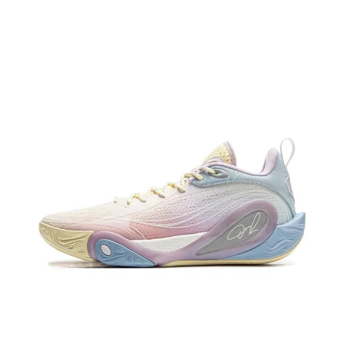 LINING DLO1 Баскетбольные кроссовки Low Топ Белый Розовый Мужской