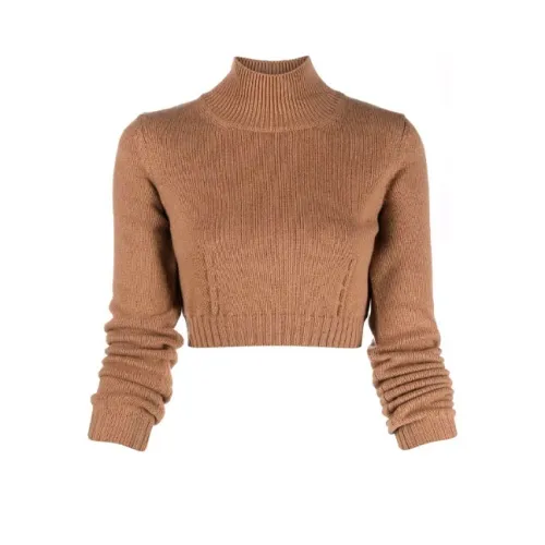 FENDI Slim Fit Свитер Женский Коричневый