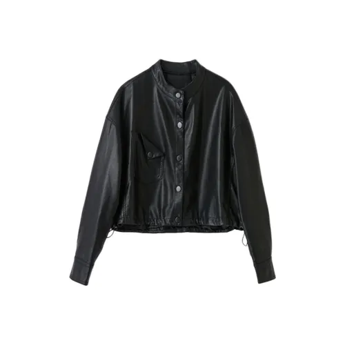 Yi Mengyuan Кожа Куртка Женская