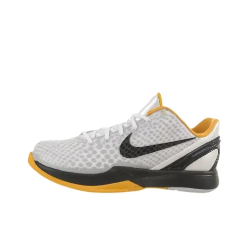 nike Zoom Kobe 6 Устойчивый к истиранию Низкий Топ Детские Баскетбольные Кроссовки Белый Желтый Подростки