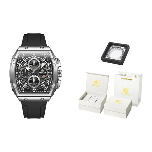 OLEVS Кварцевый механизм силиконовый ремешок мужские часы черный циферблат