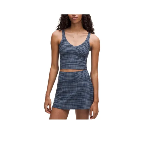 Lululemon Align™ Топ для йоги Женские Выстиранный Синий Клетка