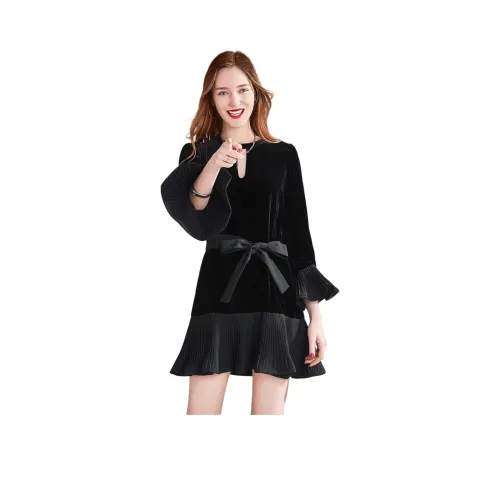 HAVVA Длинное платье с длинными рукавами женское черное