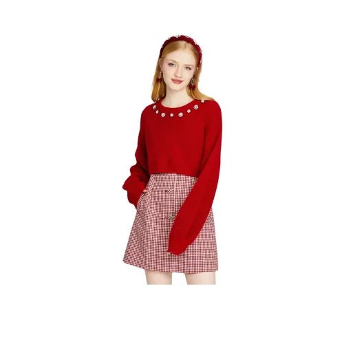 AIVEI Винтажный красный Женские Комплекты с юбкой
