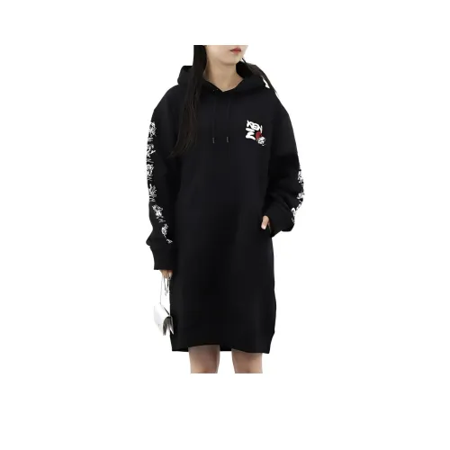 KENZO Черное Женское Длинное Платье с Рукавами