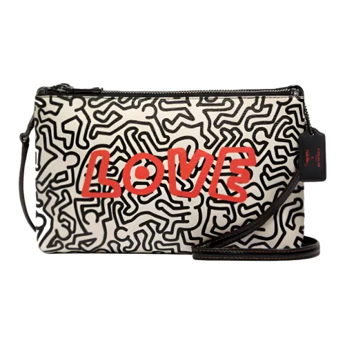 COACH Lyla Покрытый холст Сумка через плечо Средняя Женская Белый и Черный