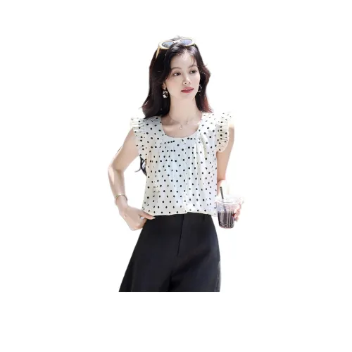 Still quiet Бежевый Гороховый узор Женские Рубашки