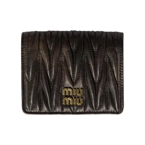 MIU MIU Lambskin Wallet Small Unisex Coffee