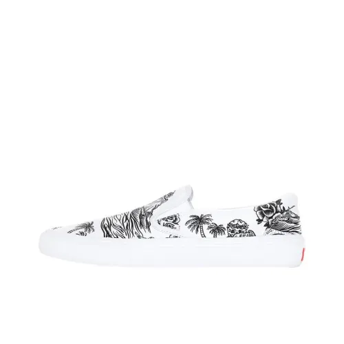 Sketchy Танк x Vans Slip On Износостойкие Низкие Кроссовки для скейтбординга Мужские Белый Черный