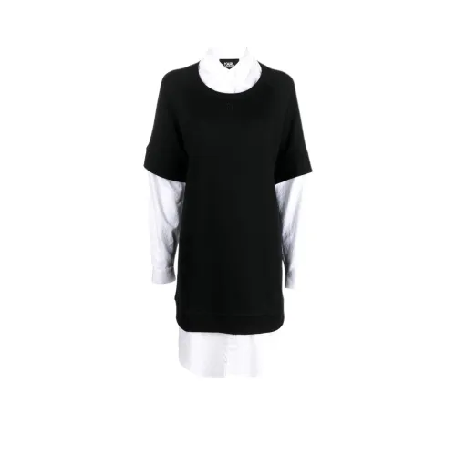 KARL LAGERFELD Длинное платье с длинными рукавами женское черное и белое