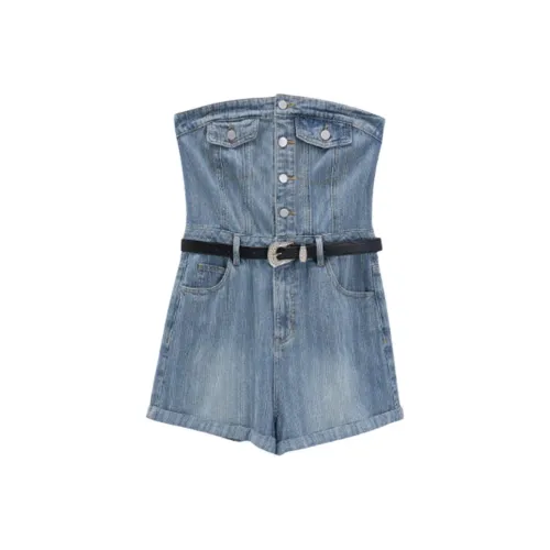 Devanro Джинсовый синий Женские топы без бретелек