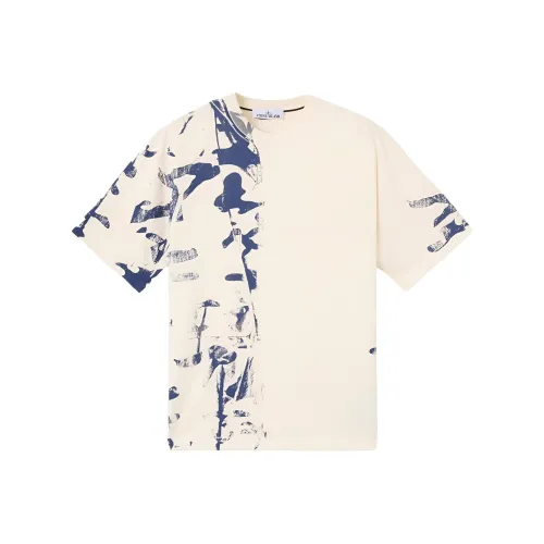 Stone Island Светло-Синие Мужские T-Рубашки