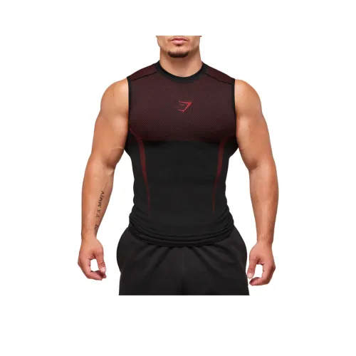 GYMSHARK Черный/Рубиновый Красный Мужские Майки