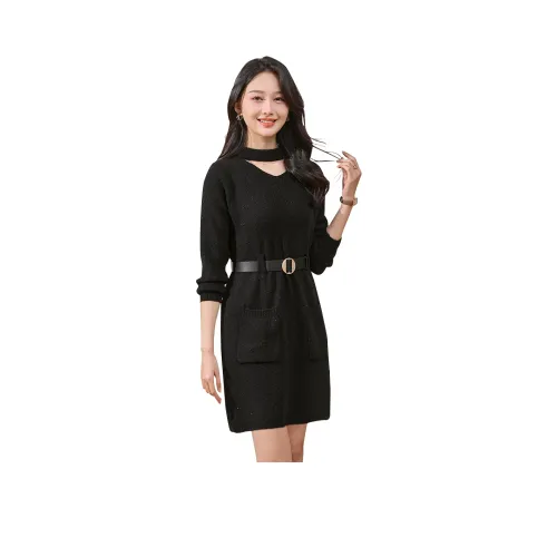 Hang Yi Court Длинное платье с длинными рукавами женское