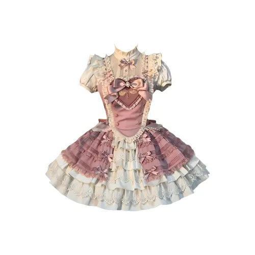 WLEQK Абрикосово-розовый Женские Лолита Платья