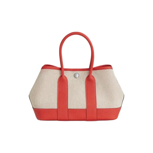 HERMES NEO GARDEN 23 H Viking Холст с Negonda Коровья кожа Сумка Мини Женская Апельсин Бежевый