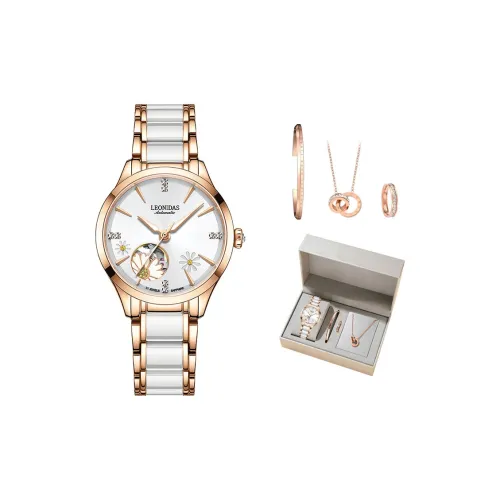 LEONIDAS Механический механизм Керамика Ремешок Часы Женские часы Белый циферблат