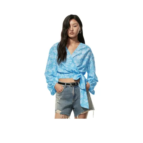 MOCO Рубашка Женская Синяя Белая Многоцветная