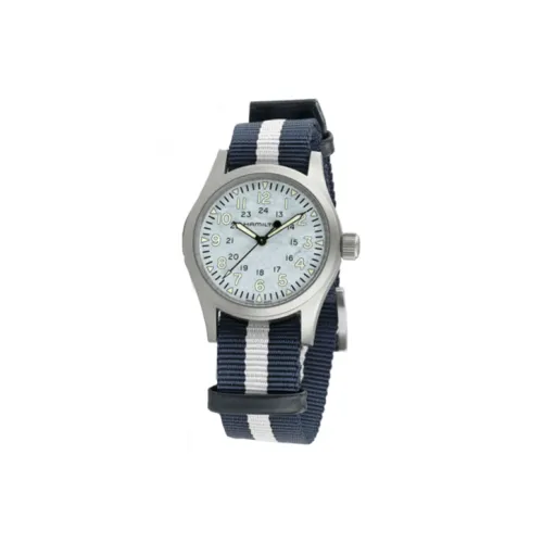 HAMILTON Khaki Field Series Механические Ручные Заряжаемые Часы Унисекс 38 мм Синий Циферблат Корпус из Нержавеющей Стали Ремешок NATO