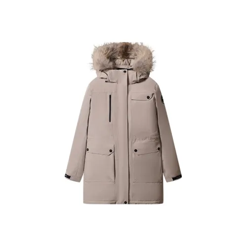 PELLIOT Classic 1,0 Однотонный С капюшоном Свободный крой MID Длина Пуховик Женские