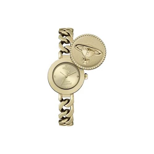 Vivienne Westwood часы Кварцевый механизм Нержавеющая сталь Ремешок 25 мм Золотой циферблат Женские часы