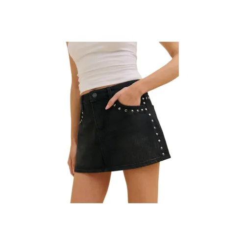 REFORMATION Hazel Low Step Stitch Denim Mini Skirt Джинсовые короткие юбки Женские