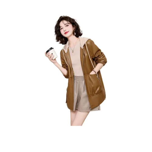 Yi Mengyuan Кожа Куртка Женская