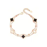 Браслет с пятилистным клевером - черный