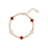 Четырехлистный клевер, цветочный браслет - красный