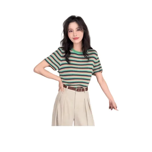 ERIRI Зеленое ожерелье-чокер с полосами, женское, трикотаж