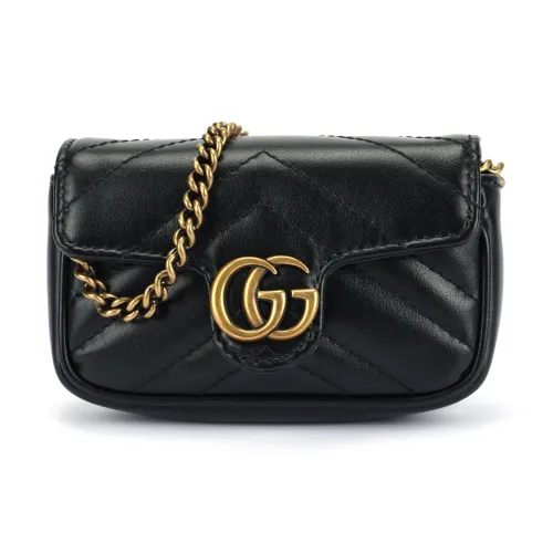 GUCCI GG Marmont Quilted кожа кошелек для монет сумка Extra Mini женский черный