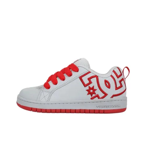 DC Shoes Court Graffik Устойчивый к истиранию Низкий Топ Детские Скейтбординги Белый Красный Подростки