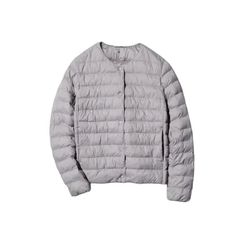 UNIQLO Хлопковый пуховик женский серый