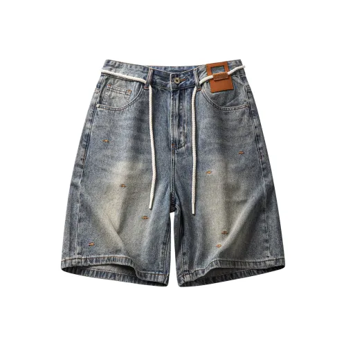 HZWH Luxury Streetwear Американский Свободный крой Прямой крой Брюки длиной до колена Мужские