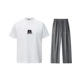 Белый топ + светло-серые штаны