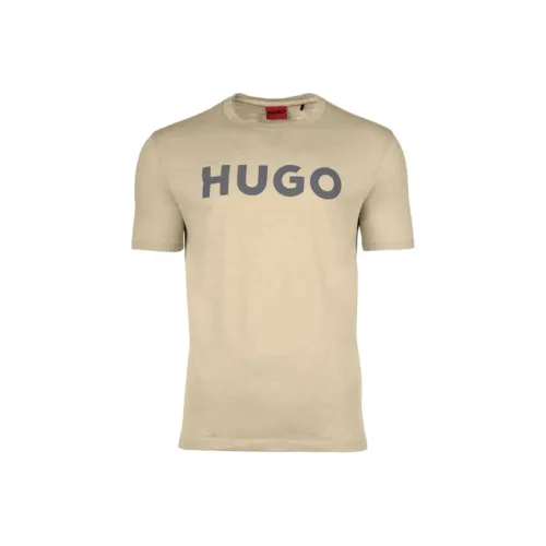 HUGO Светло-янтарный Мужской T-рубашки