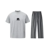 Серый топ + светло-серые штаны