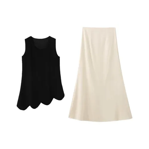 MARIE·COCO Черный топ + юбка Женские комплекты с юбкой